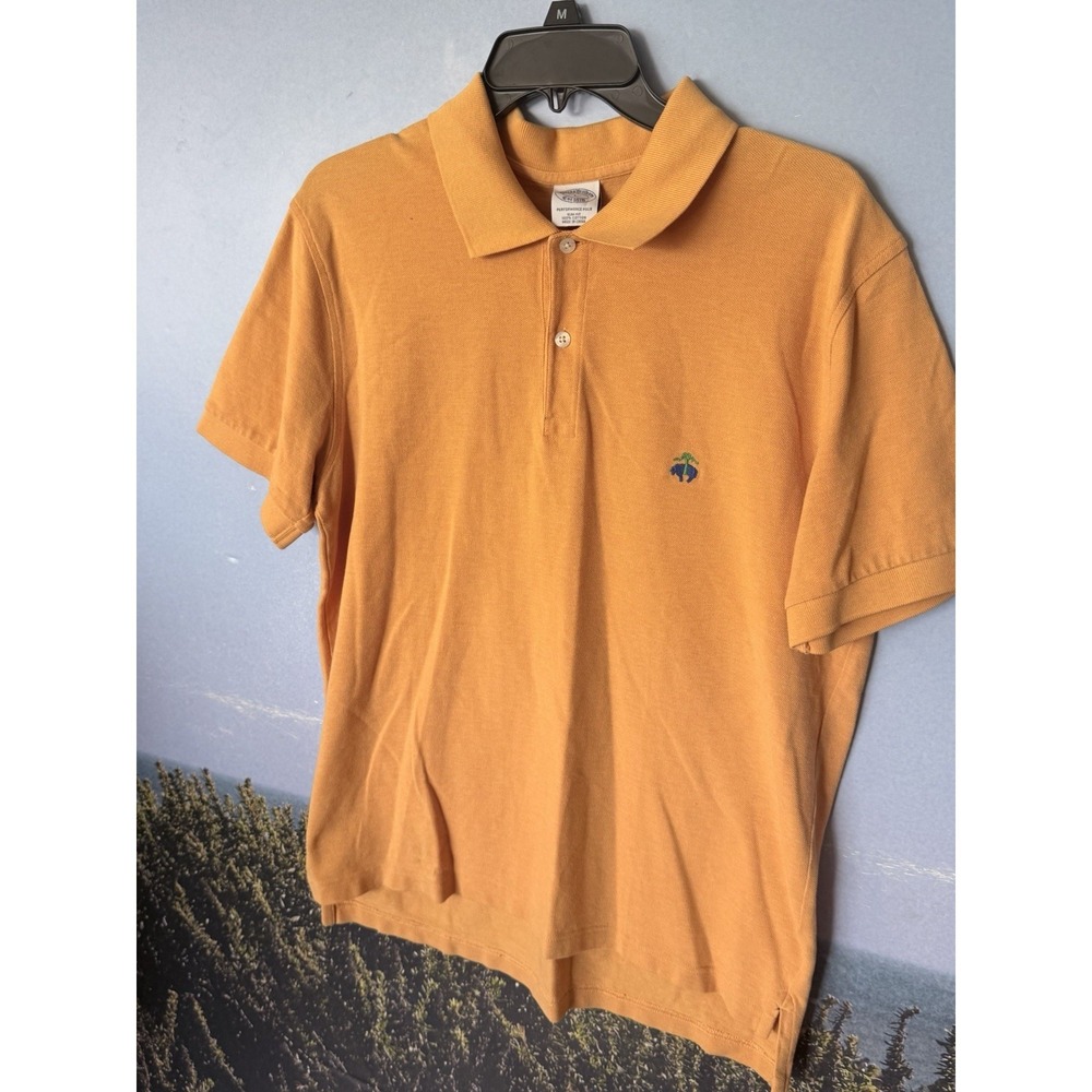 Brooks Brothers Mens Large Light Orange Slim Fit Performance Polo Shirt Cotton